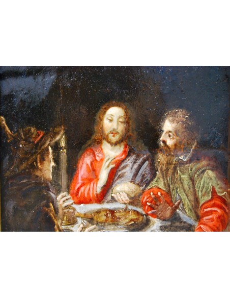 “Cena de Émaus”, óleo sobre cobre del siglo XVII