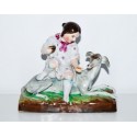 Figuras de niña y galgo, porcelana alemana (1880-1890)