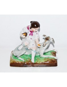 Figuras de niña y galgo, porcelana alemana (1880-1890) 2