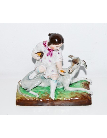 Figuras de niña y galgo, porcelana alemana (1880-1890)