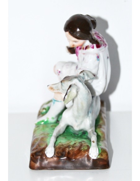 Figuras de niña y galgo, porcelana alemana (1880-1890)