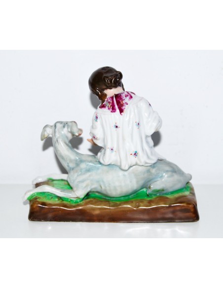 Figuras de niña y galgo, porcelana alemana (1880-1890)