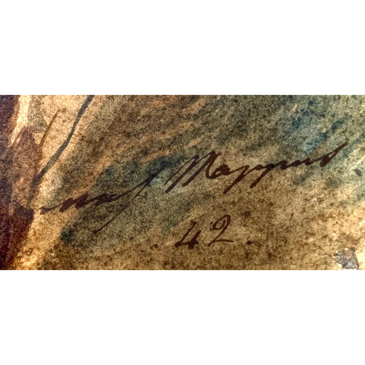 Acuarela del siglo XIX, mujeres contemplando el mar.