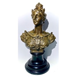 19th century bronze, bust of empress crowned