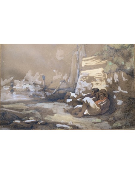 Consalvo Carelli, “Pescadores descansando”