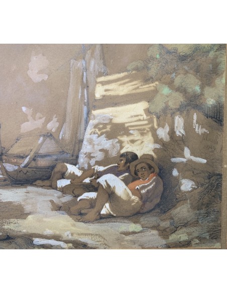 Consalvo Carelli, “Pescadores descansando”