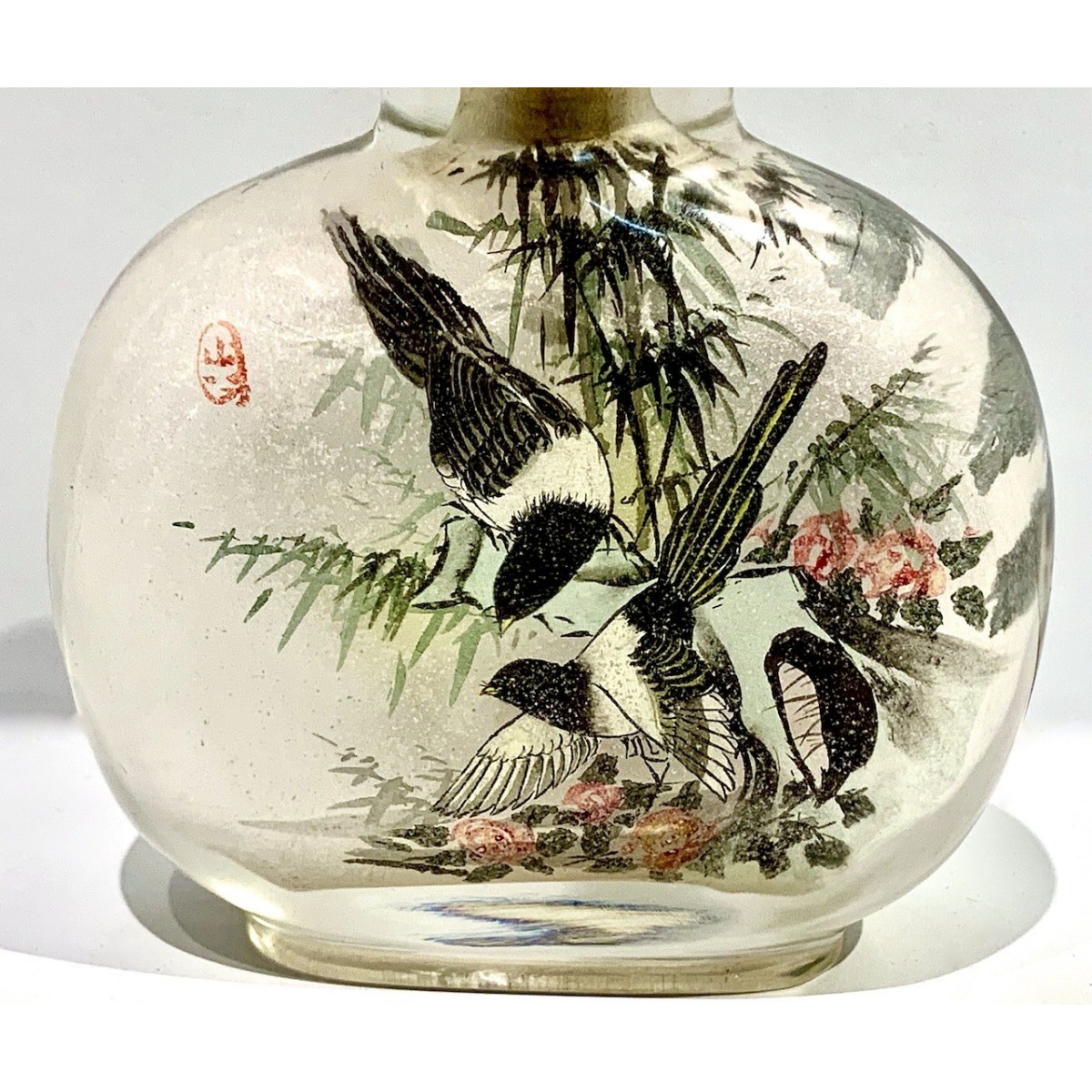 Snuff bottle de cristal pintado