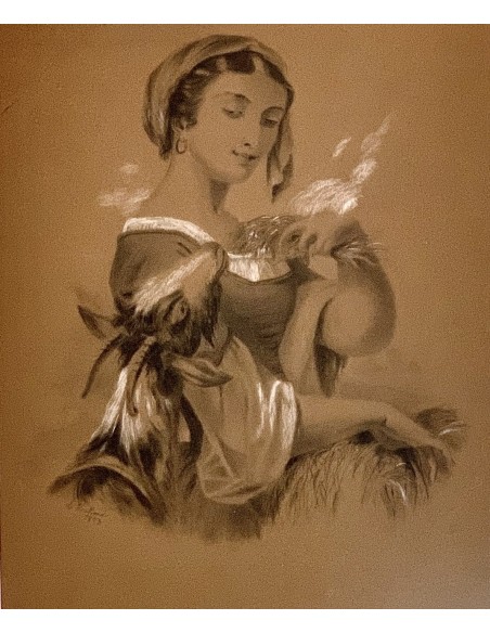 “Pastora”, dibujo al carboncillo  del siglo XIX