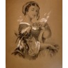 “Pastora”, dibujo al carboncillo  del siglo XIX