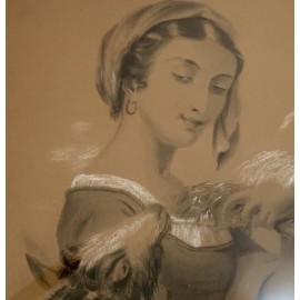 “Pastora”, dibujo al carboncillo  del siglo XIX 2