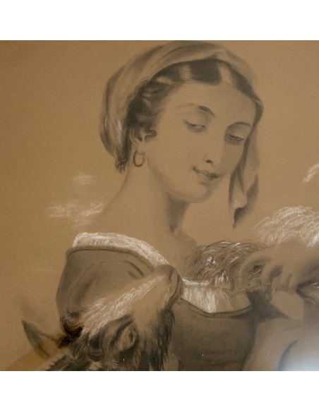 “Pastora”, dibujo al carboncillo  del siglo XIX