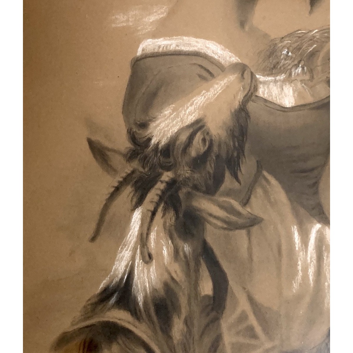 “Pastora”, dibujo al carboncillo  del siglo XIX