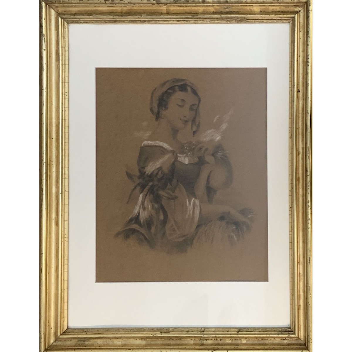 “Pastora”, dibujo al carboncillo  del siglo XIX