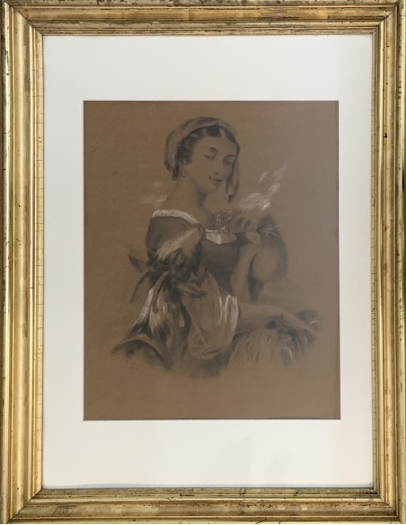 “Pastora”, dibujo al carboncillo  del siglo XIX
