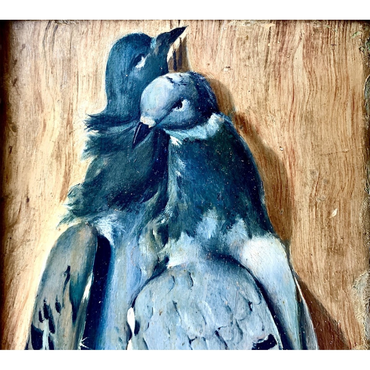 “Palomas”, óleo sobre tabla de finales del siglo XIX 