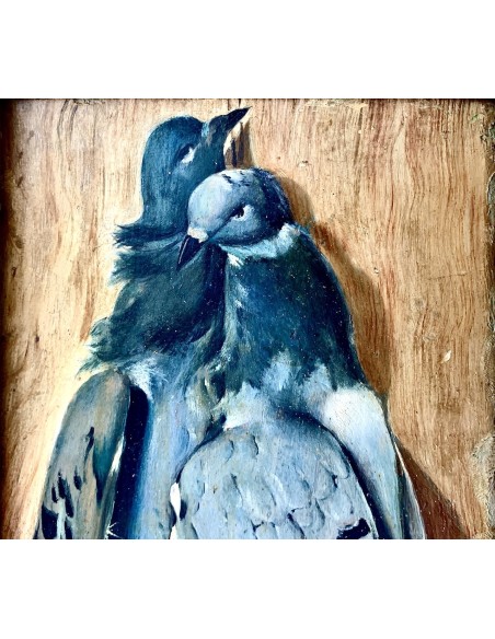 “Palomas”, óleo sobre tabla de finales del siglo XIX 