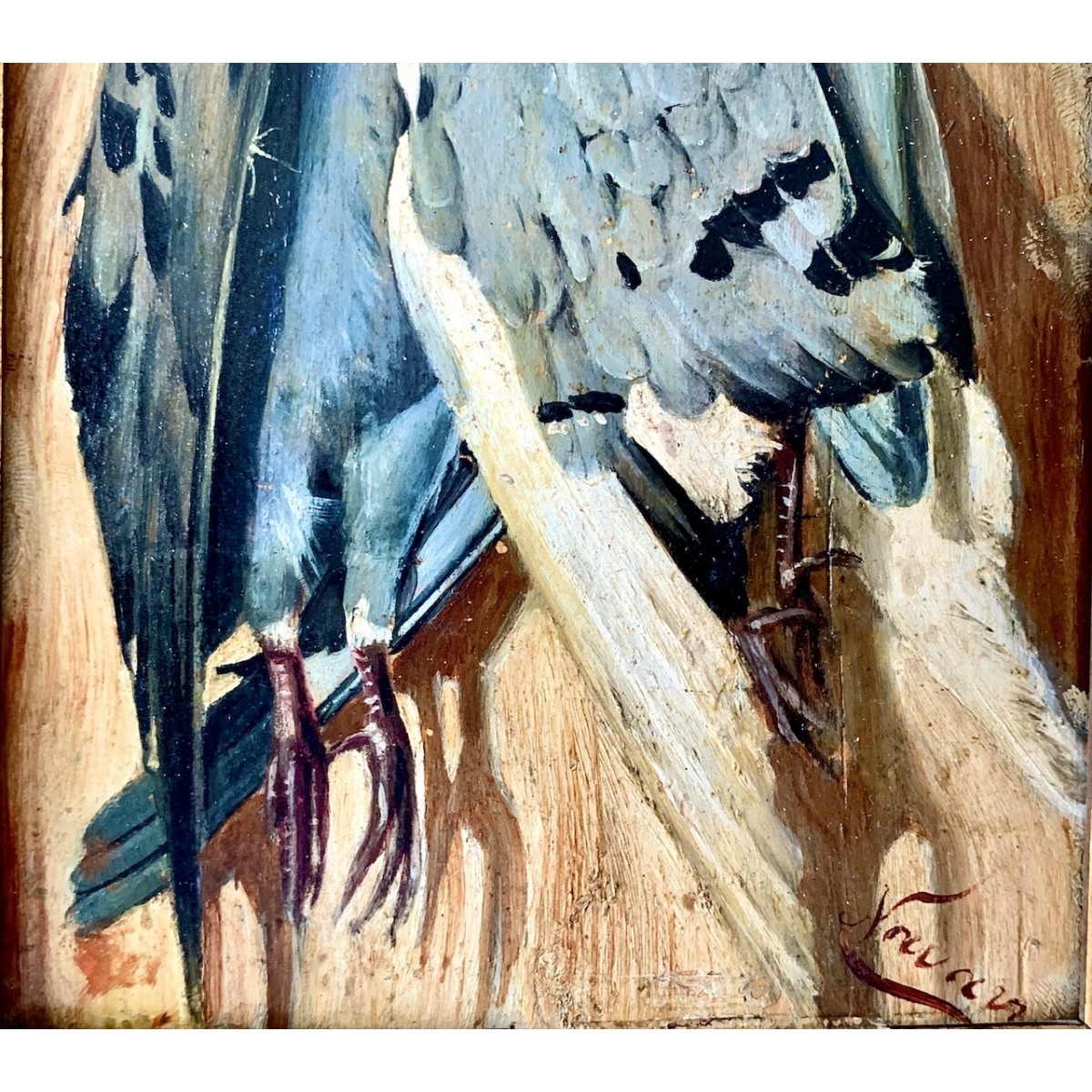 “Palomas”, óleo sobre tabla de finales del siglo XIX 