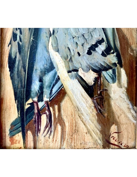 “Palomas”, óleo sobre tabla de finales del siglo XIX 