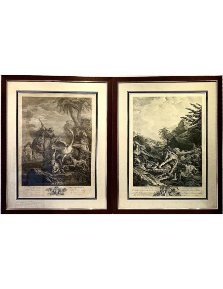 Pareja de grabados del siglo XIX