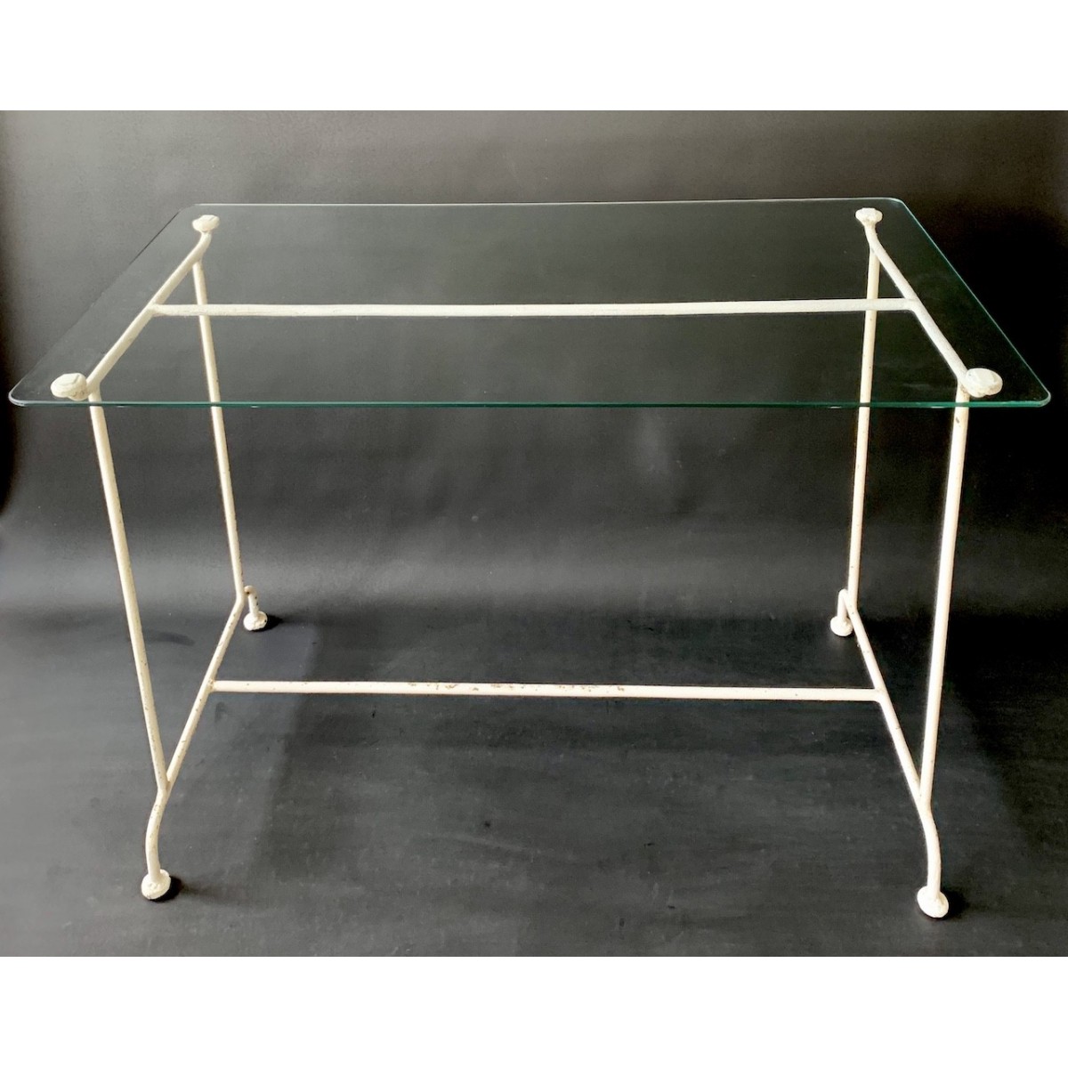 Table - console, white lacquered iron 