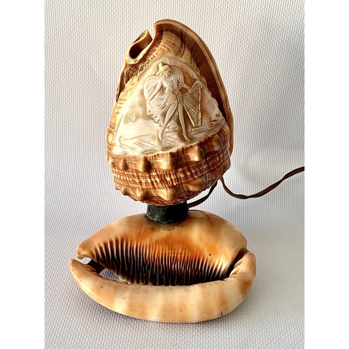 Table lamp, made with two shells cameo carved