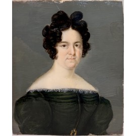 Miniatura, retrato de mujer, siglo XIX 2