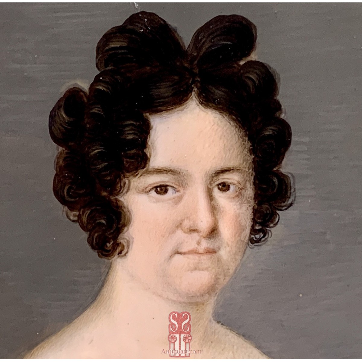 Miniatura, retrato de mujer, siglo XIX