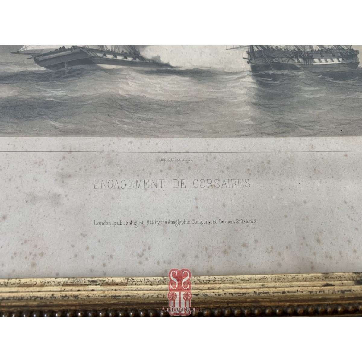 Grabado francés del siglo XIX, marina