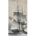 Grabado francés del siglo XIX, marina