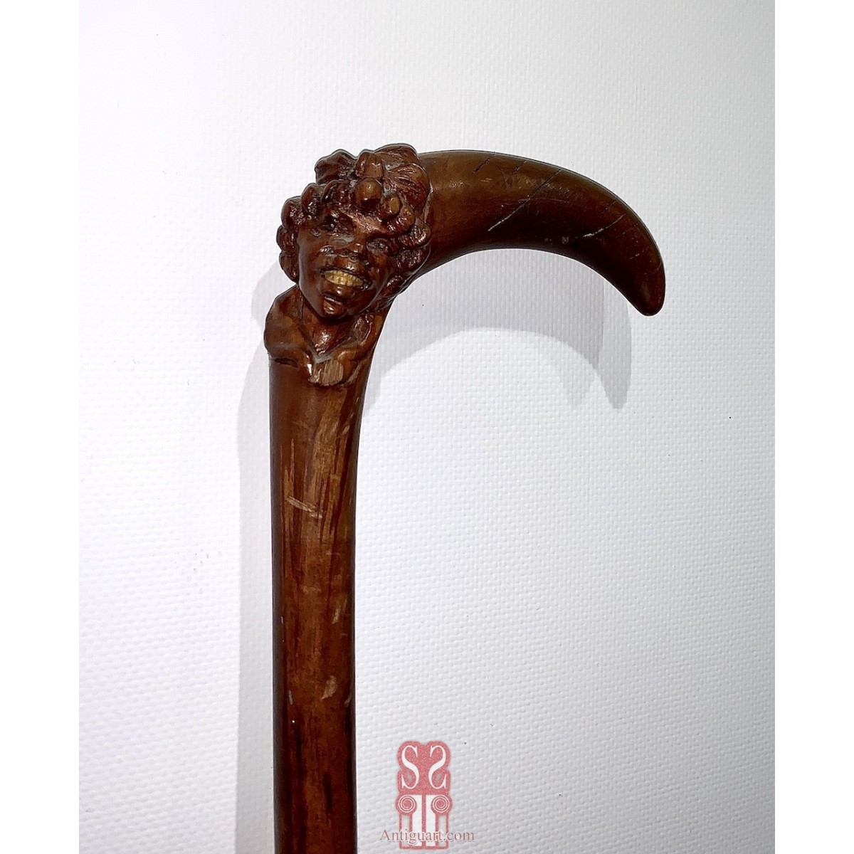 Mahogany walking stick, early 20th