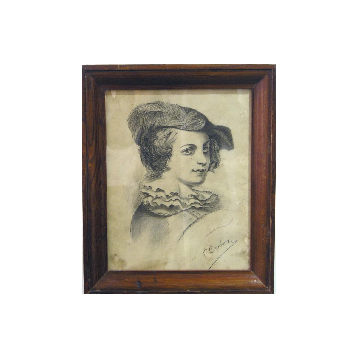 Retrato de mujer, carboncillo, siglo XIX.