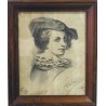 Retrato de mujer, carboncillo, siglo XIX.