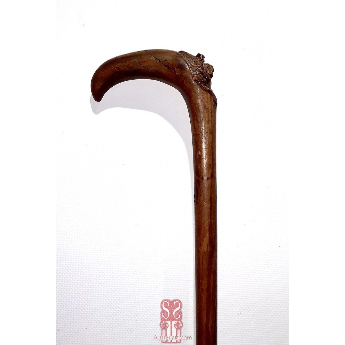 Mahogany walking stick, early 20th