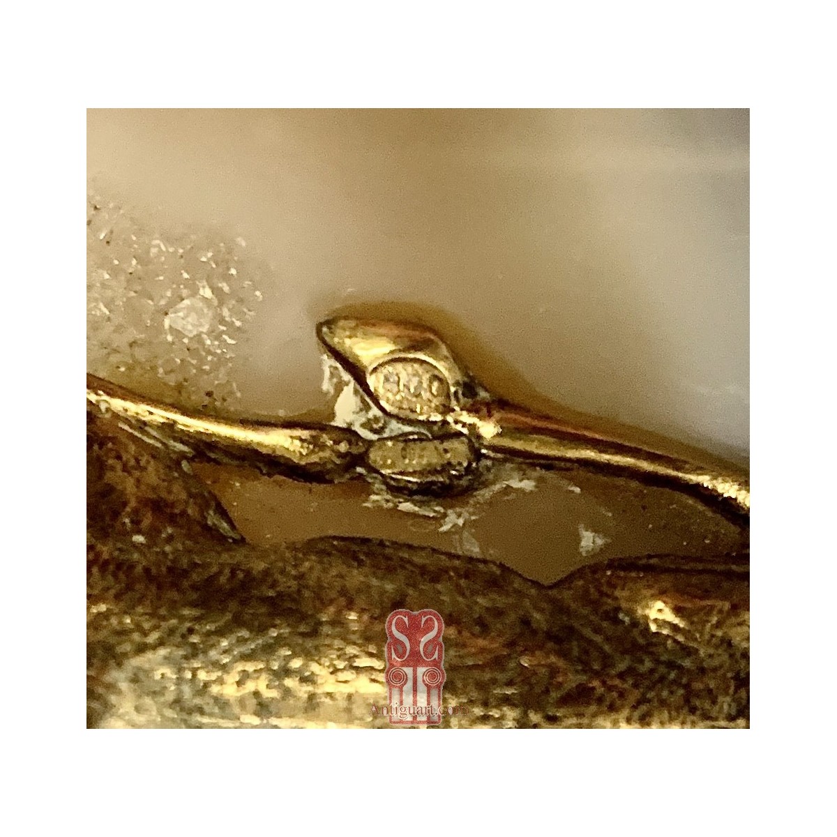 Pareja de ciervos de plata 800 dorada.