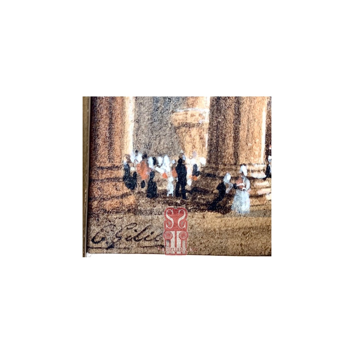 “Interior de catedral”, miniatura al guache.