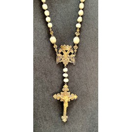 Rosario del XIX secolo, madreperla e filigrana d'argento. 2