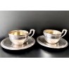 Pair of cups and coffee plates sterling silver