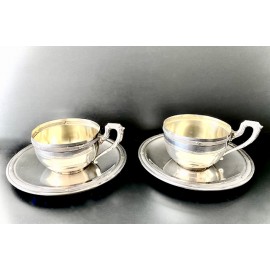Coppia di tazzine e piatti da caffè d’argento sterling 2
