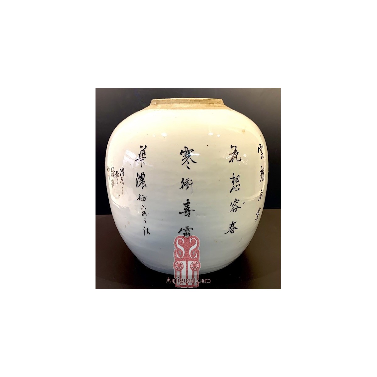 Jarrón chino de porcelana, Qing, siglo XIX