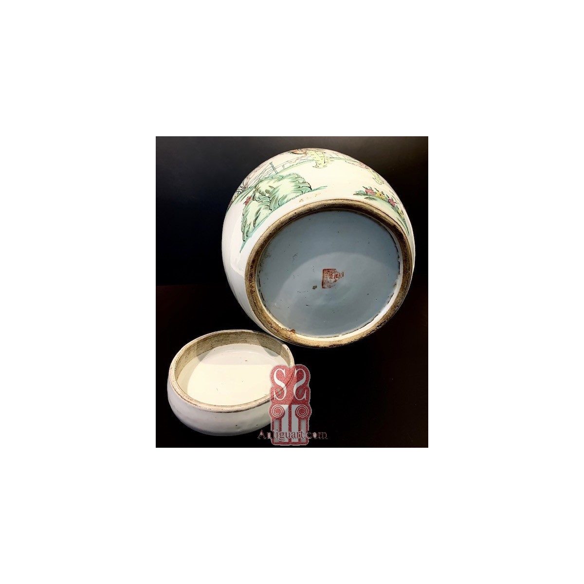 Jarrón chino de porcelana, Qing, siglo XIX