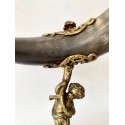 Cuerno de asta con montura en bronce, siglo XIX