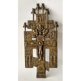 Orthodox bronze crucifix, Russia,  19th