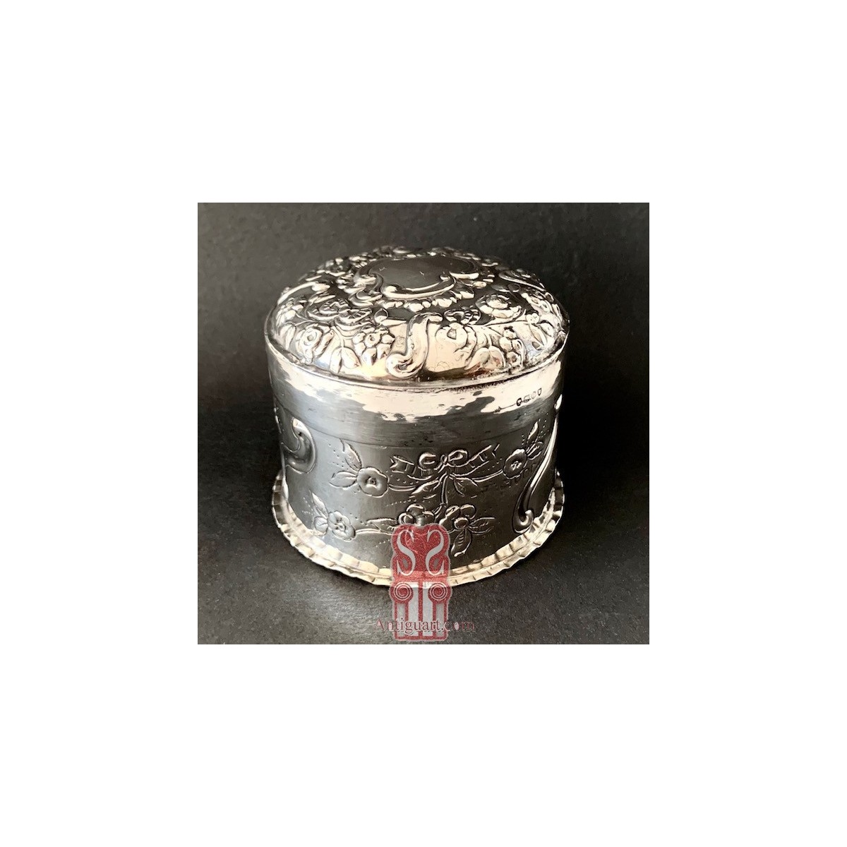 Round silver box, English, Chester 19th