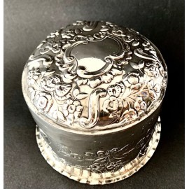 Scatola rotonda d’argento Sterling dell'800 inglese 2