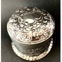 Scatola rotonda d’argento Sterling dell'800 inglese