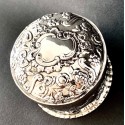 Scatola rotonda d’argento Sterling dell'800 inglese