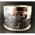Scatola rotonda d’argento Sterling dell'800 inglese
