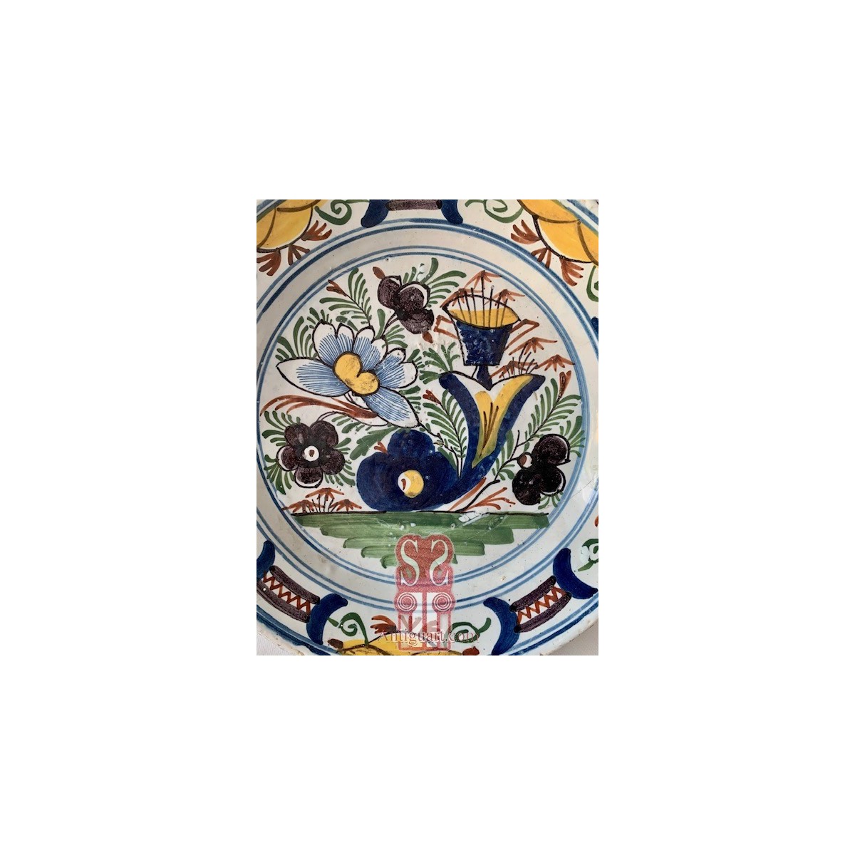 Plato de cerámica de Delft, Olanda, siglo XVIII