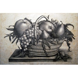 Bodegón de fruta, grabado de principio del siglo XX.  2