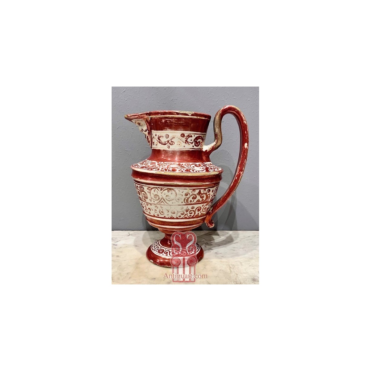 Jarra de pico, cerámica de reflejo metálico, siglo XIX